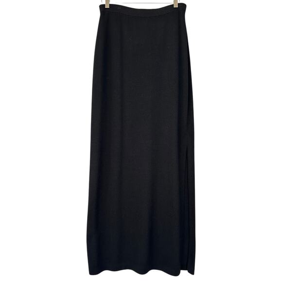 St. John Santana Knit Long Maxi skirt side slit Black size 8 old money